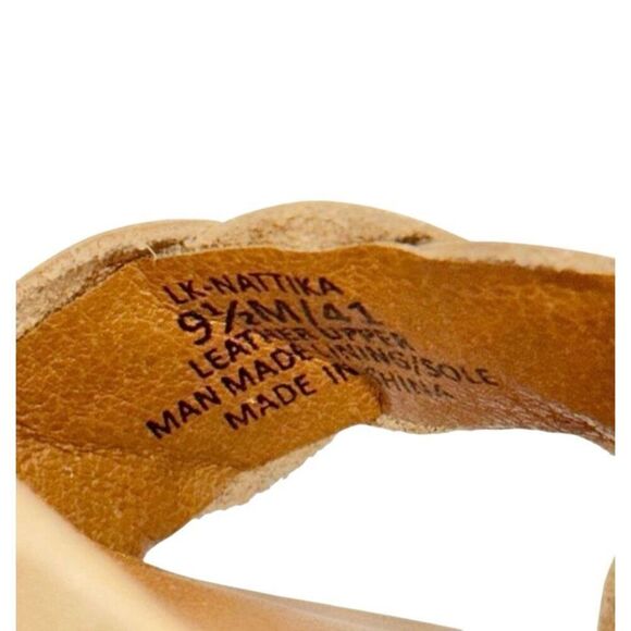 Lucky Brand Sandals Size 9.5 Tan Leather Braided Open Toe Block Heel Beachy - Picture 7 of 9